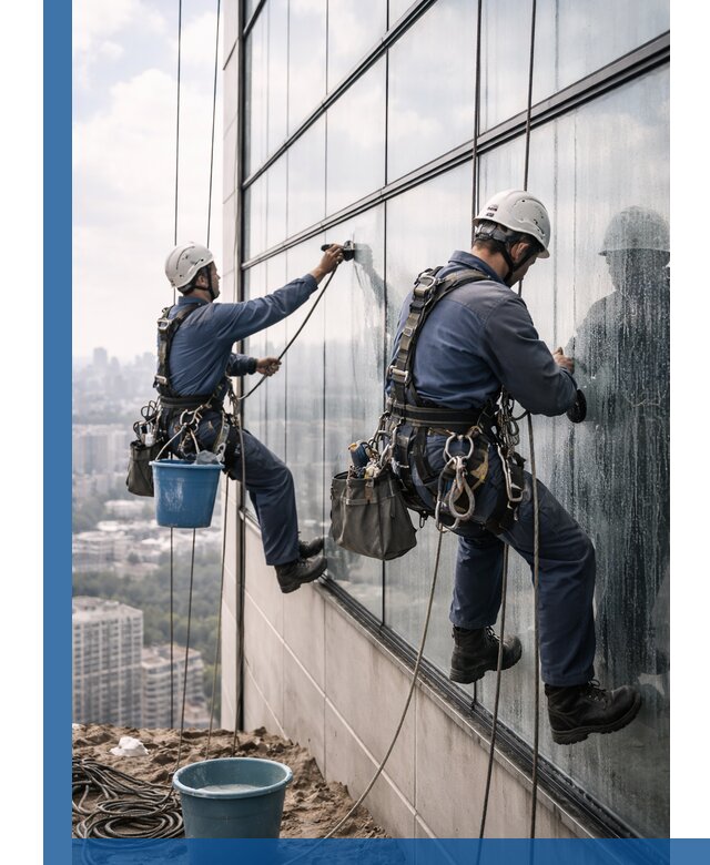 Профессиональная мойка фасадных окон альпинистами в Орехове-Зуеве