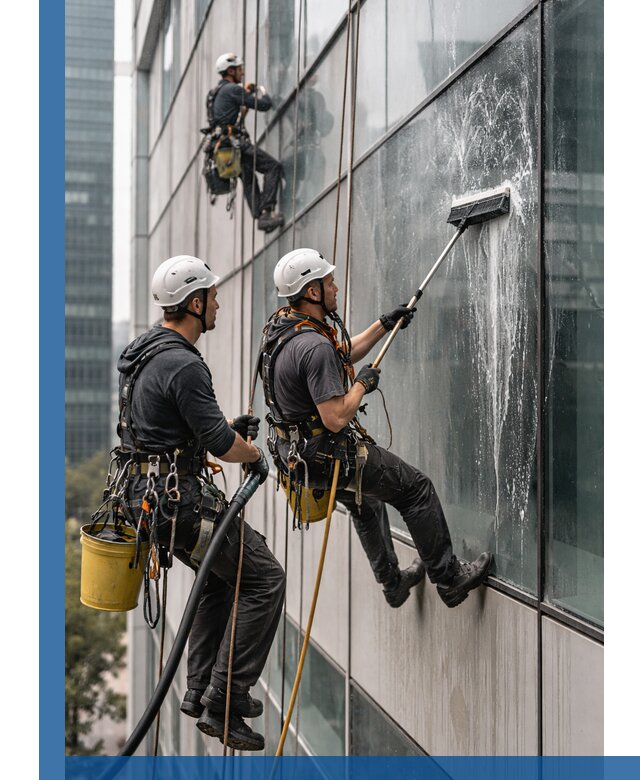 Профессиональная высотная мойка фасадов зданий в Орехове-Зуеве