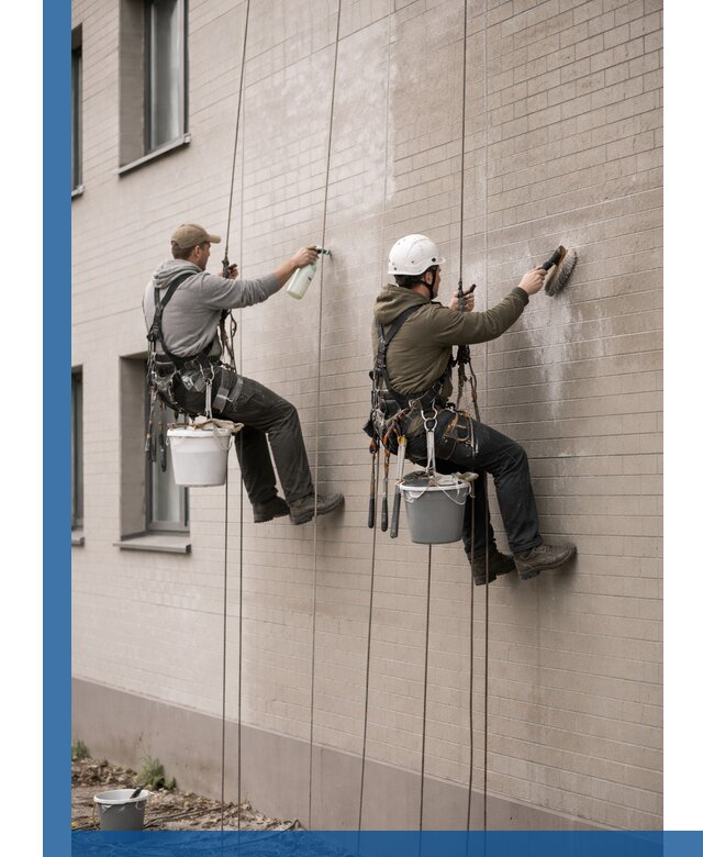 Удаление высолов с фасада зданий в Орехове-Зуеве без повреждений и следов