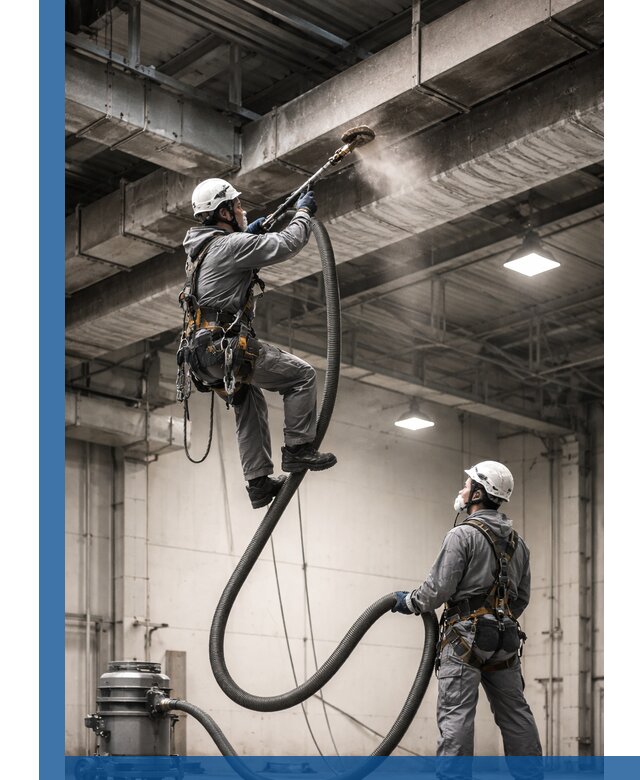 Обеспыливание потолочных конструкций в Орехове-Зуеве промышленным альпинизмом