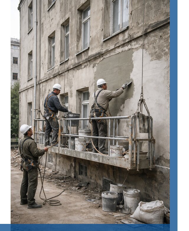 Капитальный ремонт фасада в Орехове-Зуеве от 4376 р. | ВЫСОТНИК-Рхв