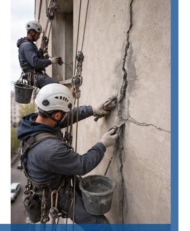 Заделка трещин на фасаде в Орехове-Зуеве от 938 р. | ВЫСОТНИК-Рхв