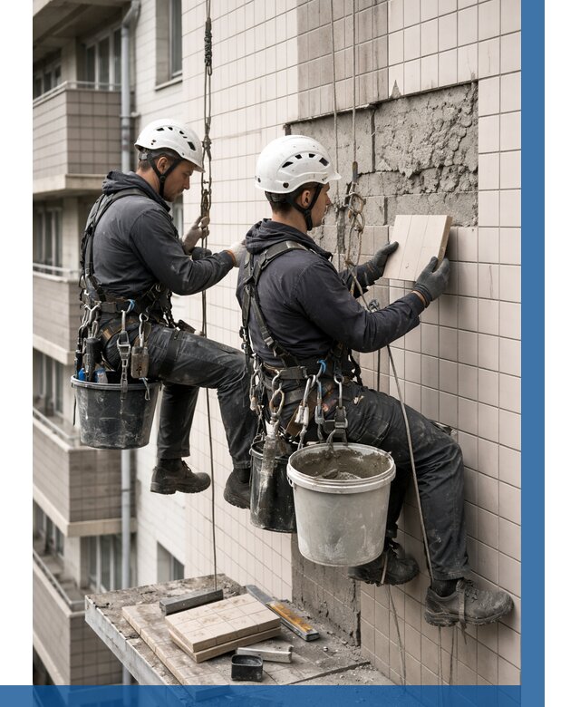 Ремонт облицовки фасада плиткой в Орехове-Зуеве от 1876 р. | ВЫСОТНИК-Рхв