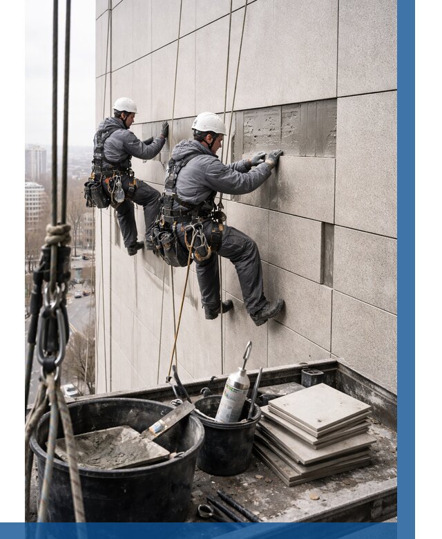 Ремонт фасада из керамогранита в Орехове-Зуеве от 2605 р. | ВЫСОТНИК-Рхв