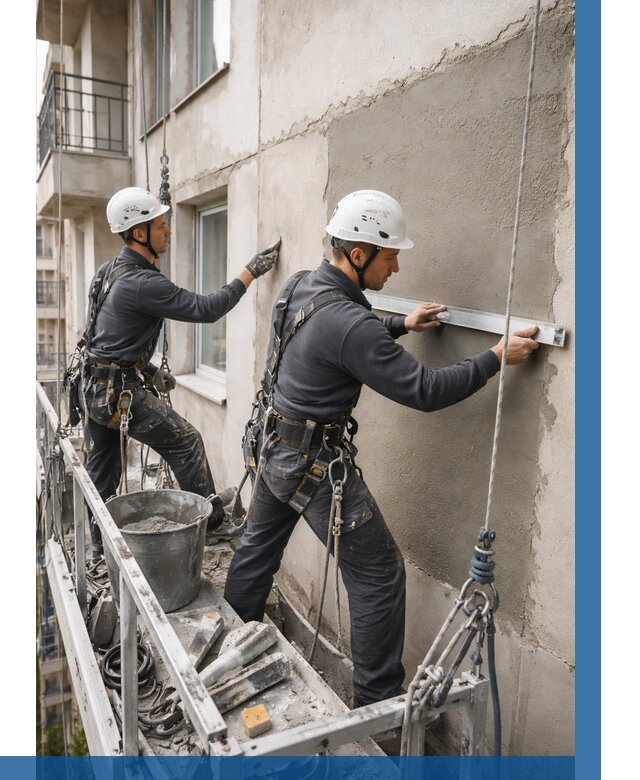 Штукатурка фасада на высоте в Орехове-Зуеве от 938 р. | ВЫСОТНИК-Рхв