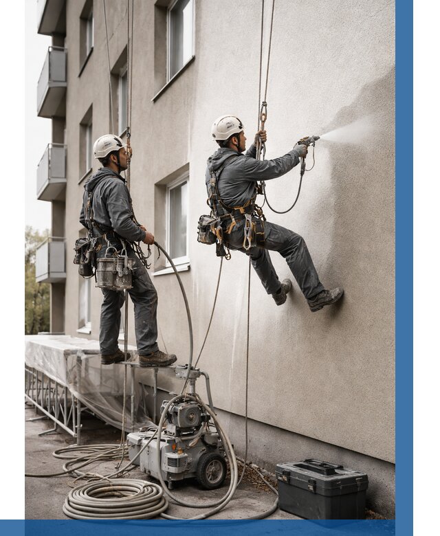 Безвоздушная покраска фасада в Орехове-Зуеве от 229 р/м² | ВЫСОТНИК-Рхв