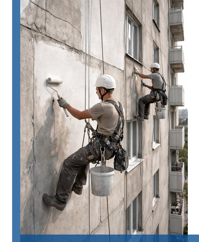 Покраска бетонного фасада в Орехове-Зуеве для жилых и промышленных объектов