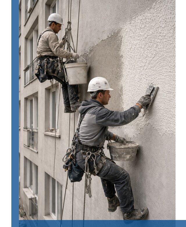 Нанесение декоративной штукатурки короед на фасад в Орехове-Зуеве