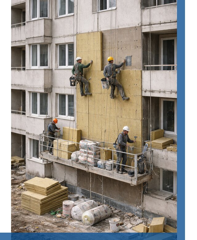 Утепление фасада минватой в Орехове-Зуеве от 1563 р. | ВЫСОТНИК-Рхв