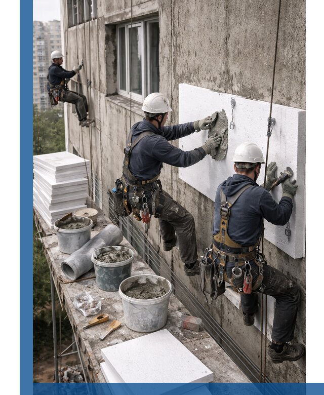 Утепление фасада пенополистиролом в Орехове-Зуеве под ключ