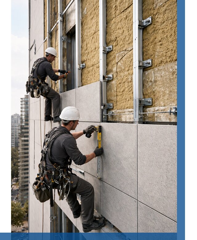 Монтаж вентилируемого фасада в Орехове-Зуеве от 3647 р. | ВЫСОТНИК-Рхв