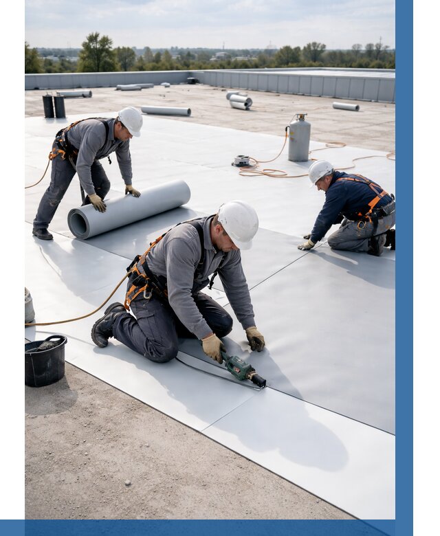 Монтаж мембранной кровли под ключ в Орехове-Зуеве от 1250 р. | ВЫСОТНИК-Рхв