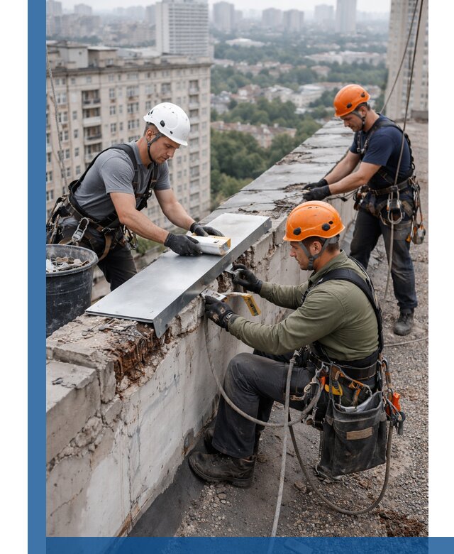 Ремонт парапета на кровле в Орехове-Зуеве, высотные работы с гарантией