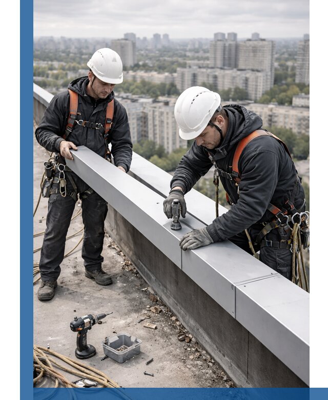 Монтаж парапетных крышек и ограждений кровли в Орехове-Зуеве