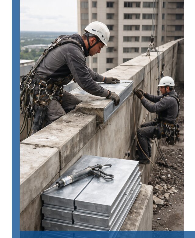 Замена парапетных крышек и установка новых в Орехове-Зуеве