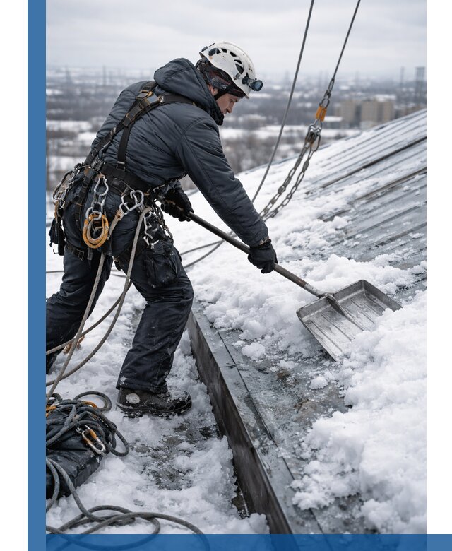Профессиональная очистка кровли от снега и наледи в Орехове-Зуеве