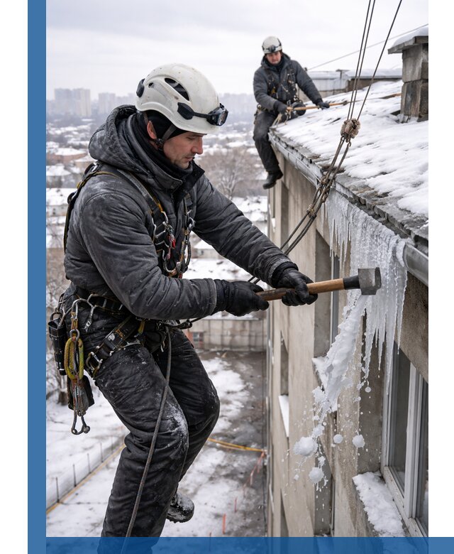 Сбивание и удаление сосулек с крыши в Орехове-Зуеве безопасно