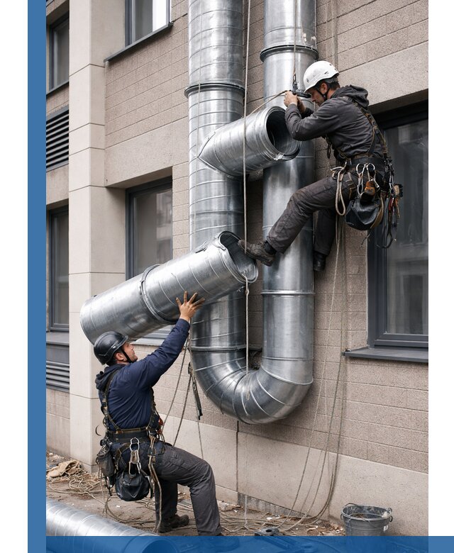 Монтаж фасадных воздуховодов в Орехове-Зуеве с герметизацией и крепежом