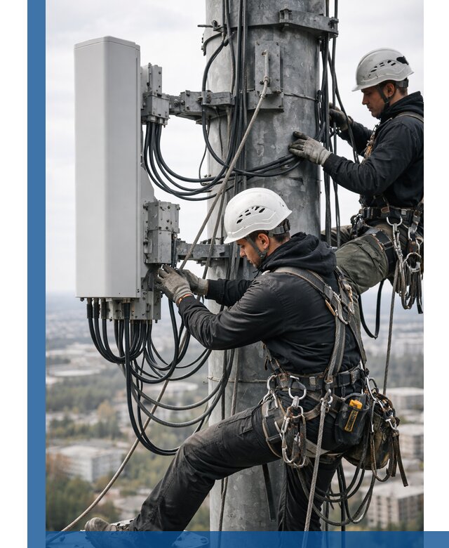 Монтаж оборудования связи на мачте в Орехове-Зуеве с пусконаладкой