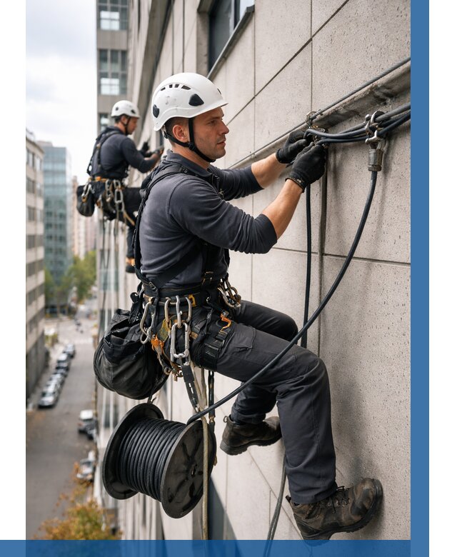 Прокладка кабеля по фасаду в Орехове-Зуеве от 365 р. | ВЫСОТНИК-Рхв