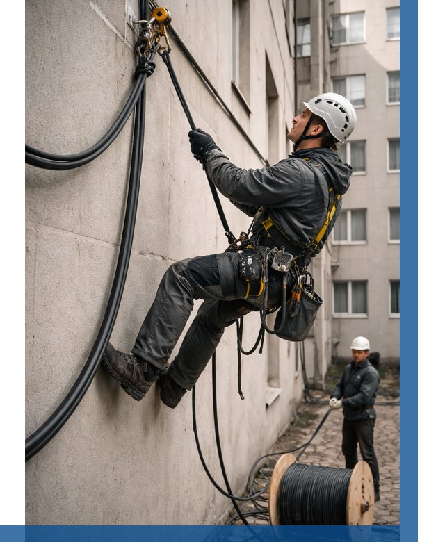 Протяжка кабеля питания на высоте в Орехове-Зуеве от 469 р. | ВЫСОТНИК-Рхв