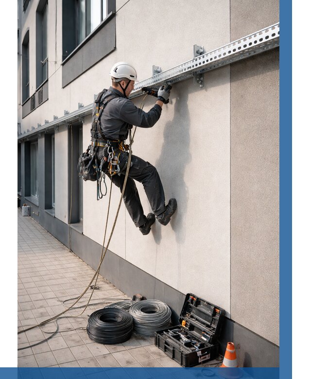 Монтаж кабельных лотков на фасаде в Орехове-Зуеве от 1250 р. | ВЫСОТНИК-Рхв