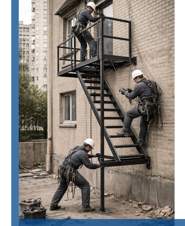 Монтаж пожарной лестницы в Орехове-Зуеве, установка и крепление