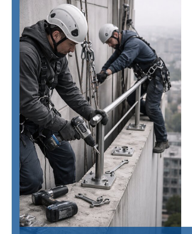 Монтаж перил на высоте в Орехове-Зуеве для жилых и промобъектов