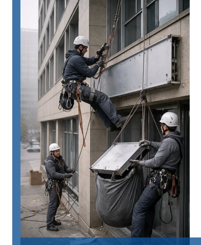 Демонтаж рекламной вывески с высотными работами в Орехове-Зуеве