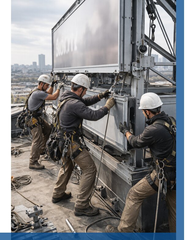 Монтаж крышной рекламной конструкции в Орехове-Зуеве от 62520 р.|ВЫСОТНИК-Рхв