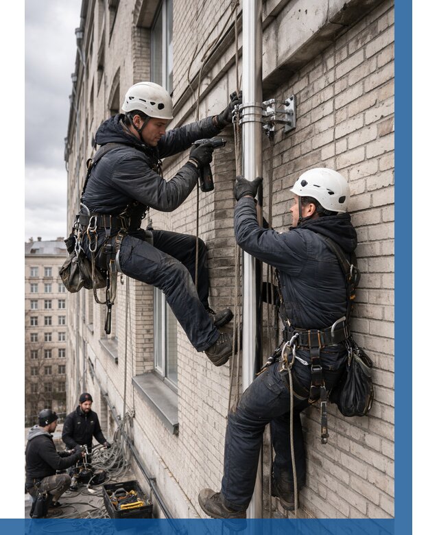 Монтаж флагштока на здании в Орехове-Зуеве от 6773 р. | ВЫСОТНИК-Рхв