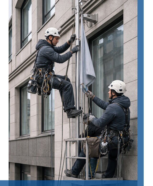 Установка флагов на фасаде в Орехове-Зуеве от 4689 р. | ВЫСОТНИК-Рхв