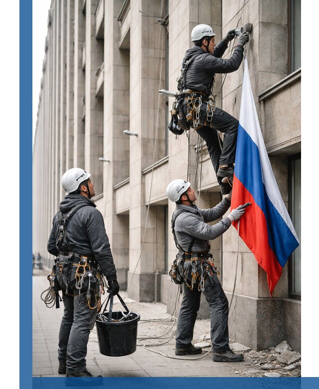 Профессиональная установка флагов на фасаде в Орехове-Зуеве