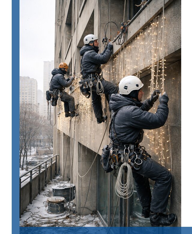 Монтаж новогодней иллюминации и украшение фасадов в Орехове-Зуеве