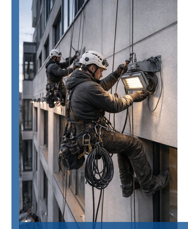 Монтаж фасадного освещения в Орехове-Зуеве установка и подключение