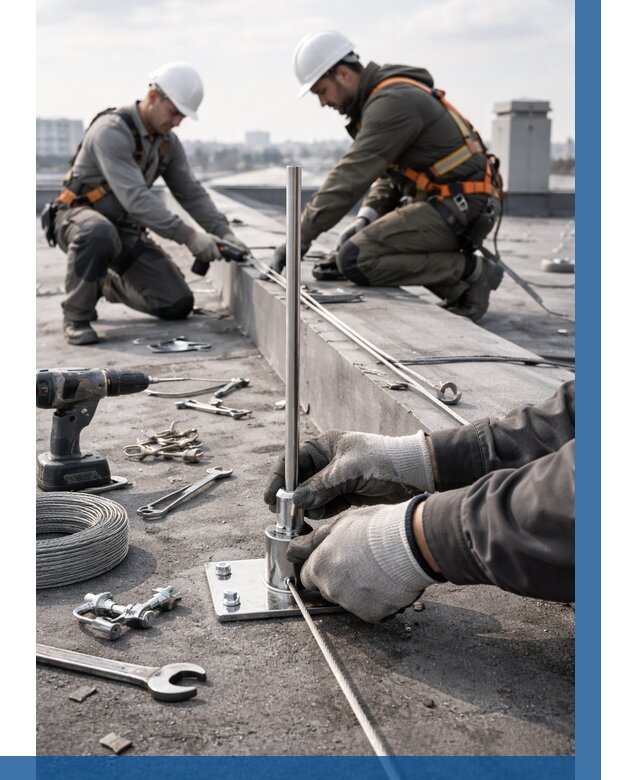 Монтаж молниезащиты на кровле в Орехове-Зуеве цена от 26050 р. | ВЫСОТНИК-Рхв