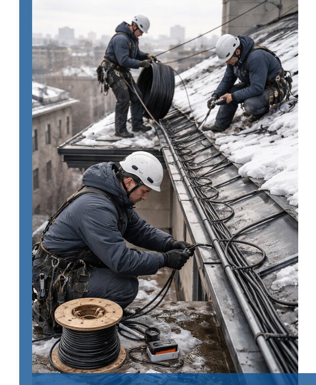 Монтаж греющего кабеля на кровле в Орехове-Зуеве под ключ