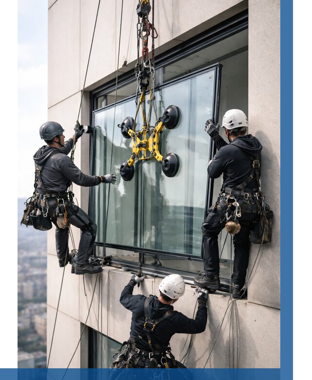 Монтаж стеклопакетов на высоте в Орехове-Зуеве от 3334 р. | ВЫСОТНИК-Рхв