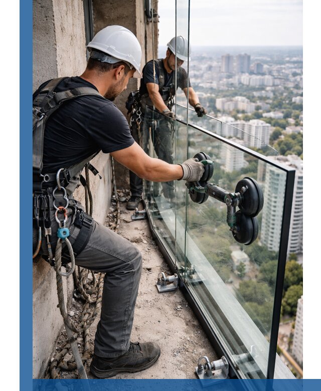 Монтаж стеклянных ограждений под ключ с гарантией в Орехове-Зуеве