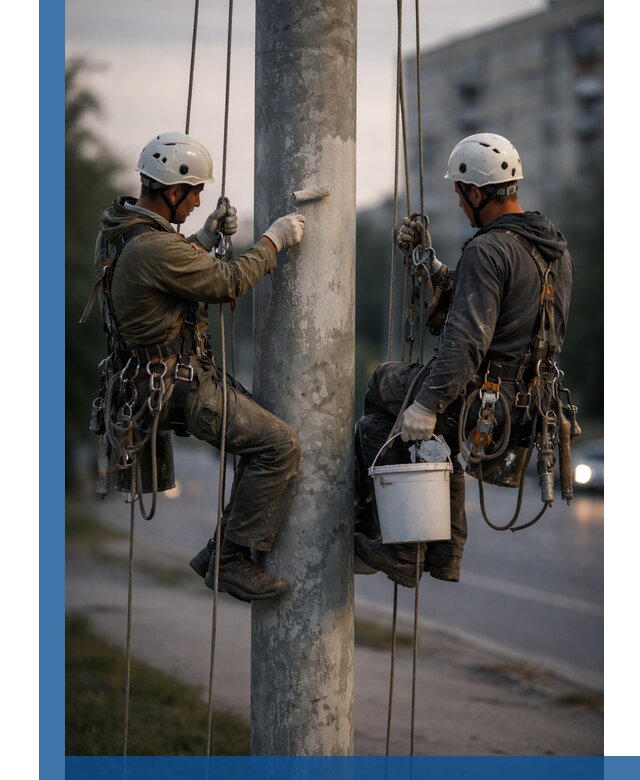 Покраска опор освещения и антикоррозийная защита в Орехове-Зуеве
