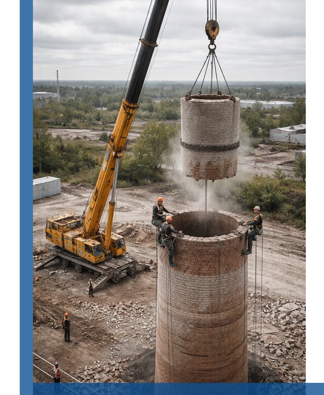 Демонтаж дымовой трубы в Орехове-Зуеве с гарантиями безопасности