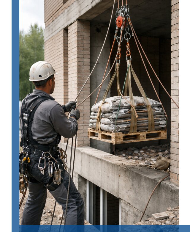 Подъем материалов на этаж веревками в Орехове-Зуеве оперативно