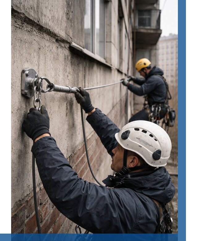 Монтаж анкерных линий в Орехове-Зуеве от 3126 р. | ВЫСОТНИК-Рхв