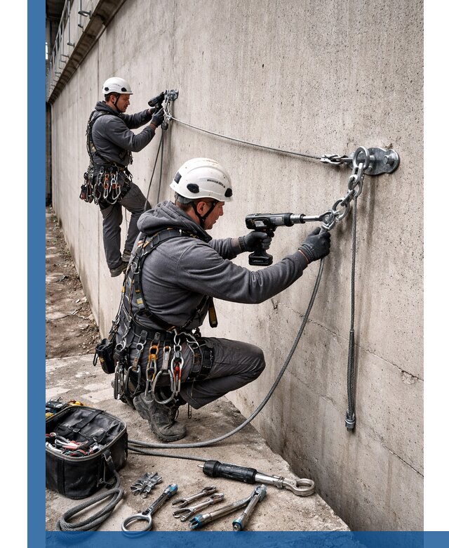 Монтаж анкерных линий высотной безопасности в Орехове-Зуеве