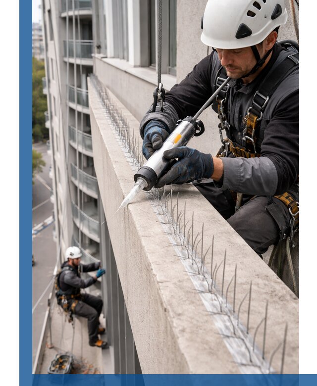 Установка шипов от птиц на фасадах и кровлях в Орехове-Зуеве